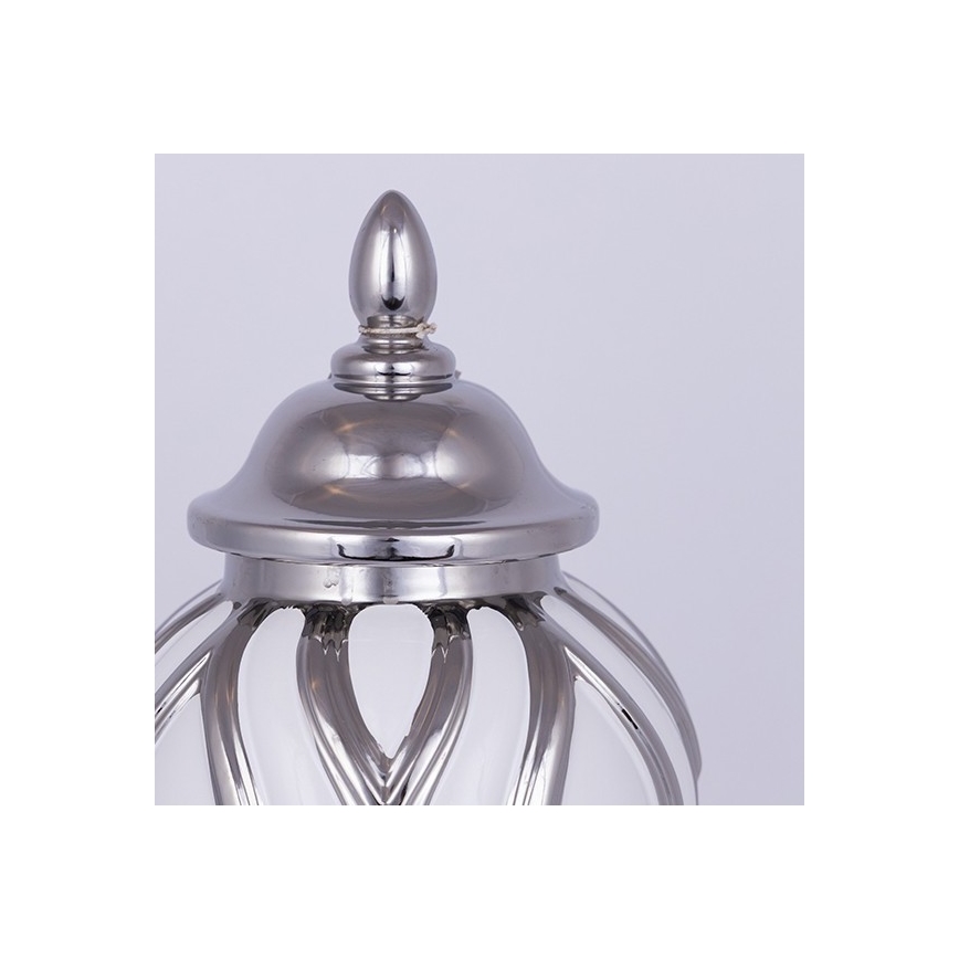 Jarrón de ceramica 35x18,5 cm plata/blanco
