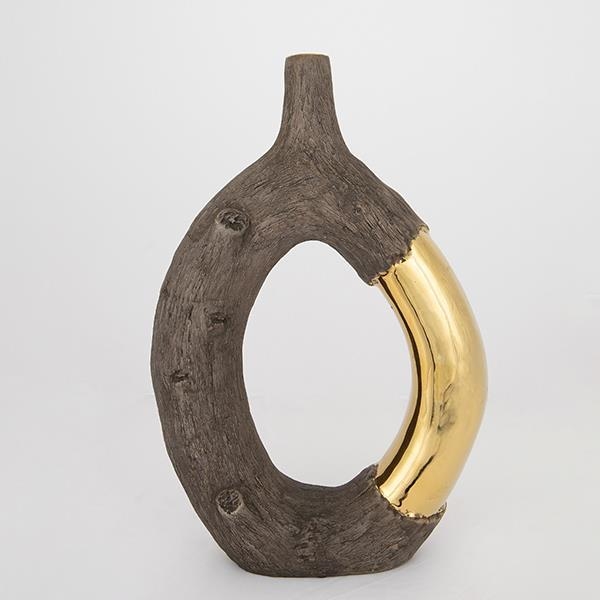 Jarrón de ceramica 38,5x26,5x9,5 cm marrón/dorado