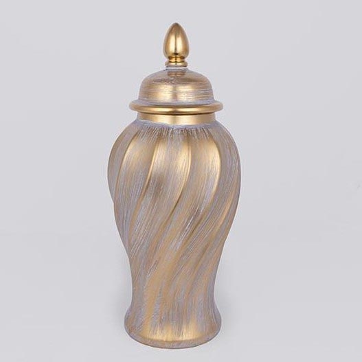 Jarrón de ceramica 40,8x17,5 cm dorado/gris