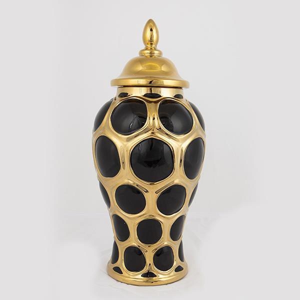 Jarrón de ceramica 40x17,7 cm dorado/negro