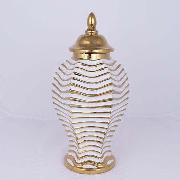 Jarrón de ceramica 42,2x21,1 cm dorado/blanco