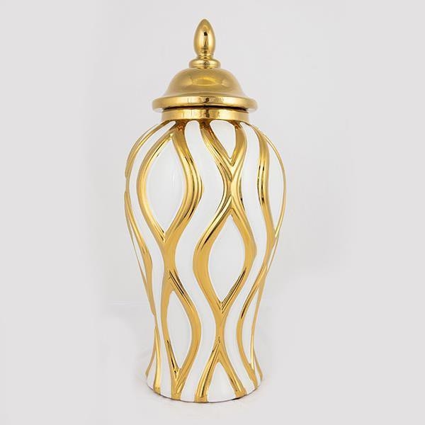 Jarrón de ceramica 42,6x18,8 cm dorado/blanco