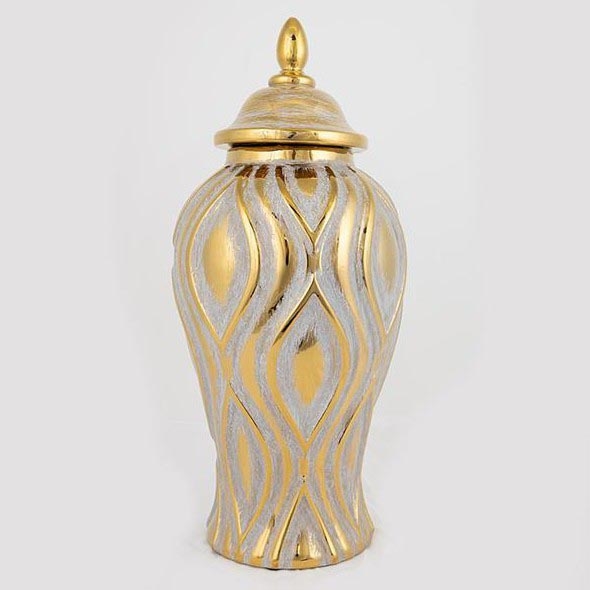 Jarrón de ceramica 42,6x18,8 cm dorado/plata