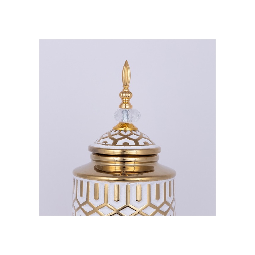 Jarrón de ceramica 45,7x16,9 cm dorado/blanco