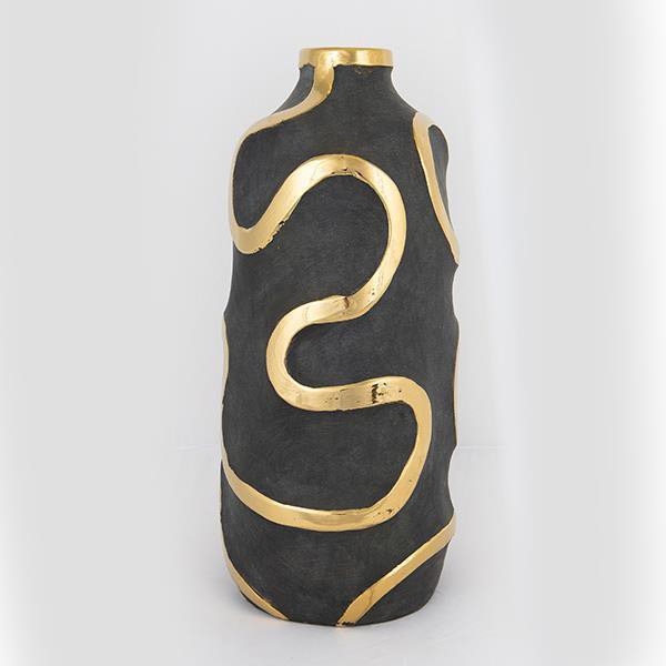 Jarrón de ceramica 45x19,5 cm dorado/negro