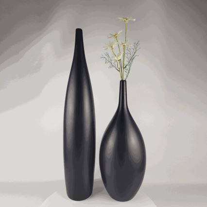 Jarrón de cerámica 70 cm, negro mate