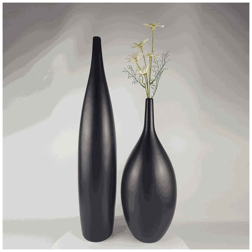 Jarrón de cerámica 70 cm, negro mate