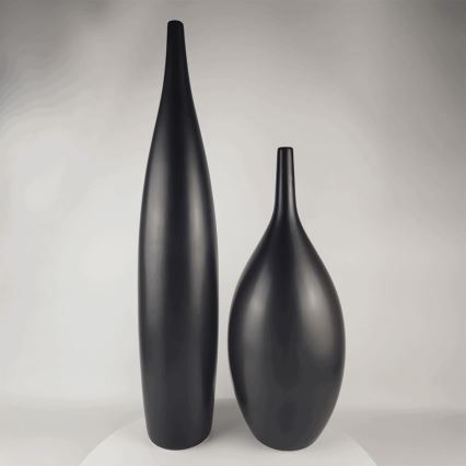 Jarrón de cerámica 70 cm, negro mate