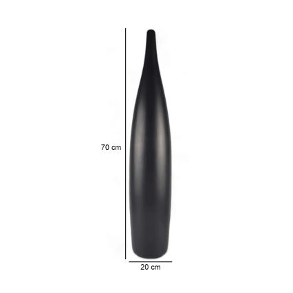Jarrón de cerámica 70 cm, negro mate