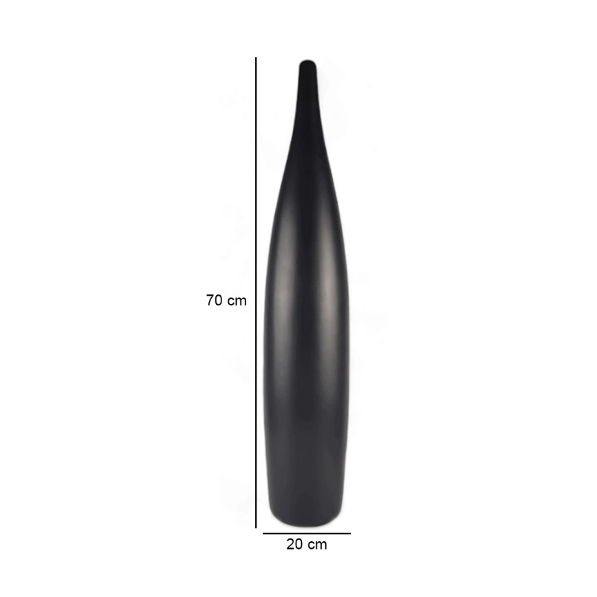 Jarrón de cerámica 70 cm, negro mate