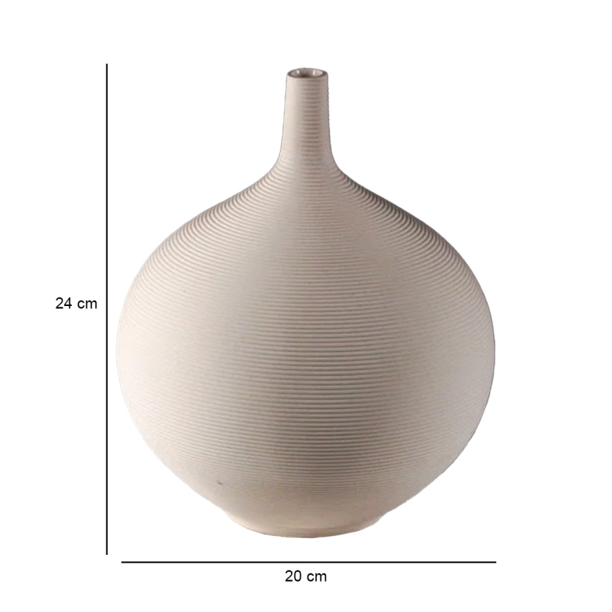 Jarrón de cerámica beige, 24 cm