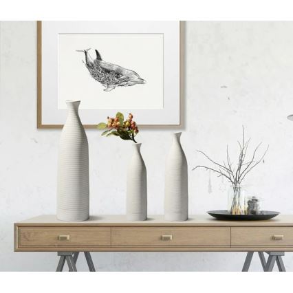 Jarrón de cerámica blanco, 46 cm