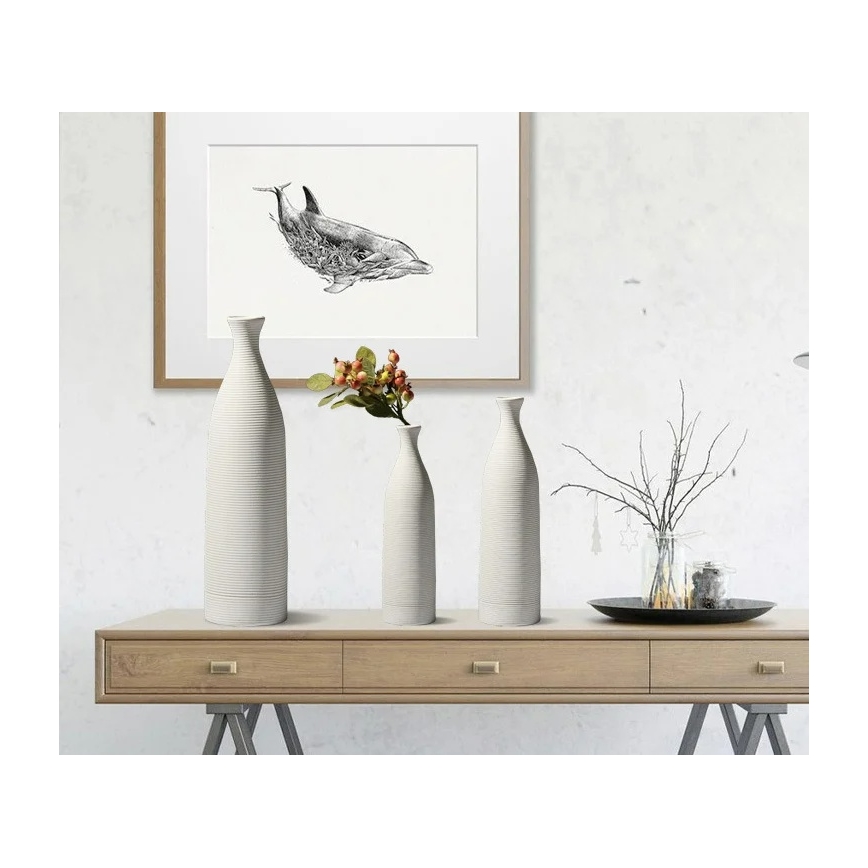 Jarrón de cerámica blanco, 46 cm