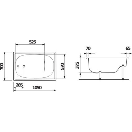 JIKA H2340000000001 - Bañera con asiento RIGA 105x70 acero/blanco