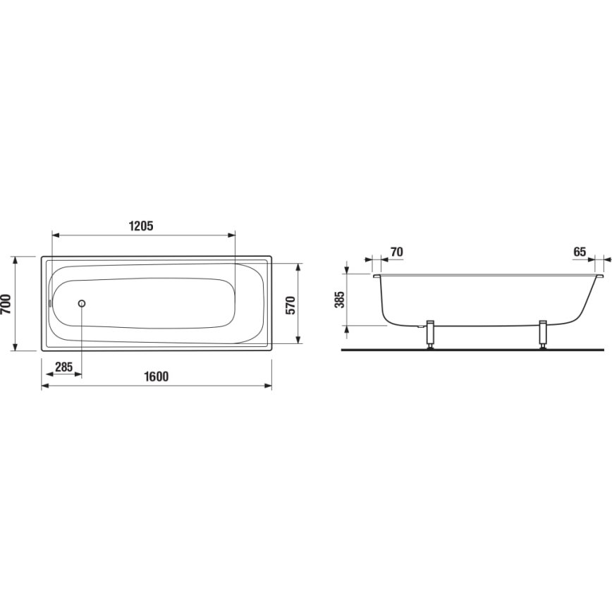 JIKA H2340600000001 - Bañera RIGA 160x70 acero/blanco