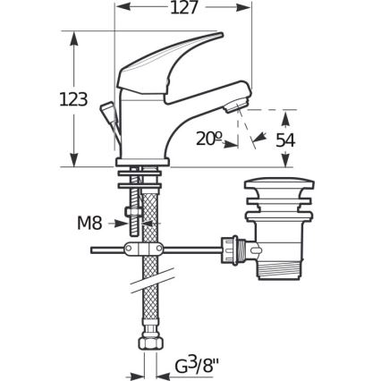 JIKA H3111N10041111 - Grifo de lavabo + desagüe con rebosadero TALAS 12,3 cm cromo brillante