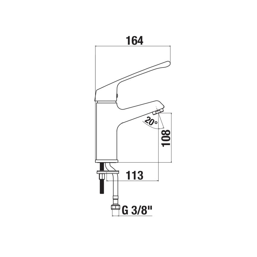 JIKA H3111W10045101 - Grifo para lavabo con palanca médica CUBE 16,4 cm cromo brillante