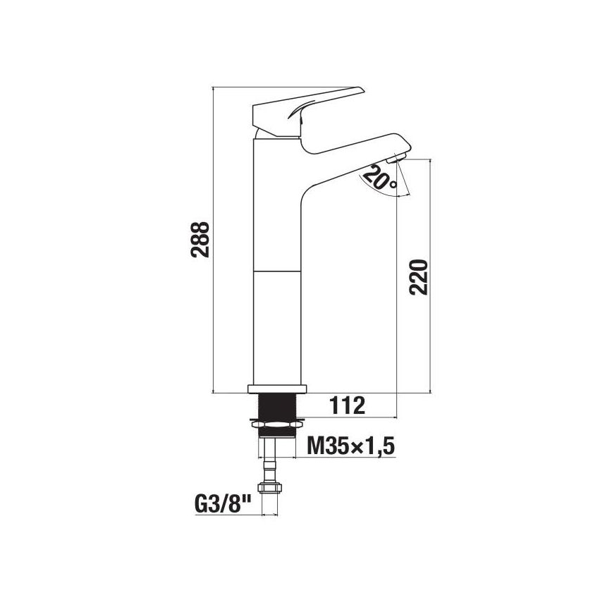 JIKA H3111W80041201 - Grifo de lavabo CUBE 28,8 cm cromo brillante