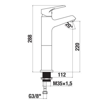 JIKA H3111W80041201 - Grifo para lavabo CUBE 28,8 cm cromo brillante