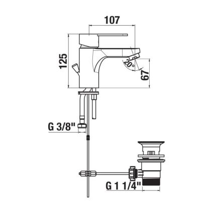 JIKA H3111Z10041111 - Grifo de lavabo + desagüe con rebosadero LYRA 12,5 cm cromo brillante