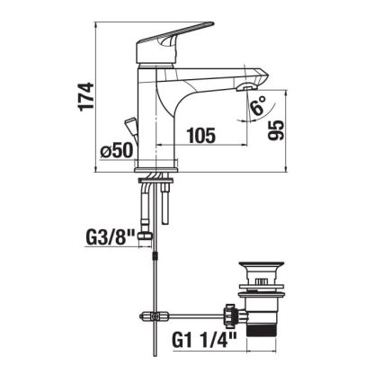JIKA H3112E10041111 - Grifo para lavabo con desagüe sin rebosadero TALAS 17,4 cm cromo