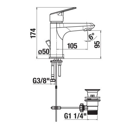 JIKA H3112E10041171 - Grifo para lavabo con desagüe sin rebosadero TALAS 17,4 cm cromo brillante