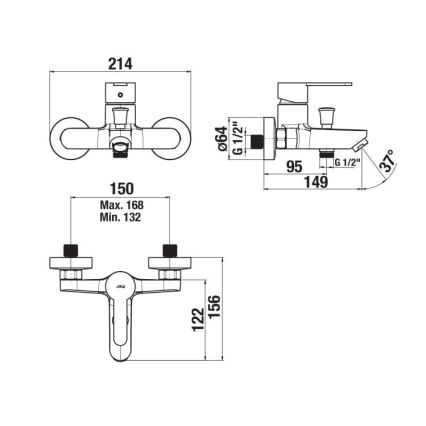 JIKA H3211Z70044001 - Grifo de bañera LYRA cromo brillante