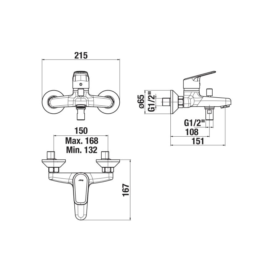 JIKA H3212E70044001 - Grifo de bañera TALAS cromo brillante