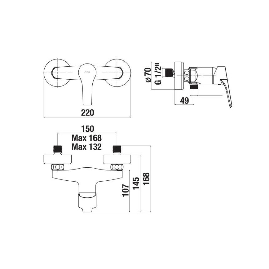 JIKA H3311W70044001 - Grifo de ducha CUBE cromo brillante