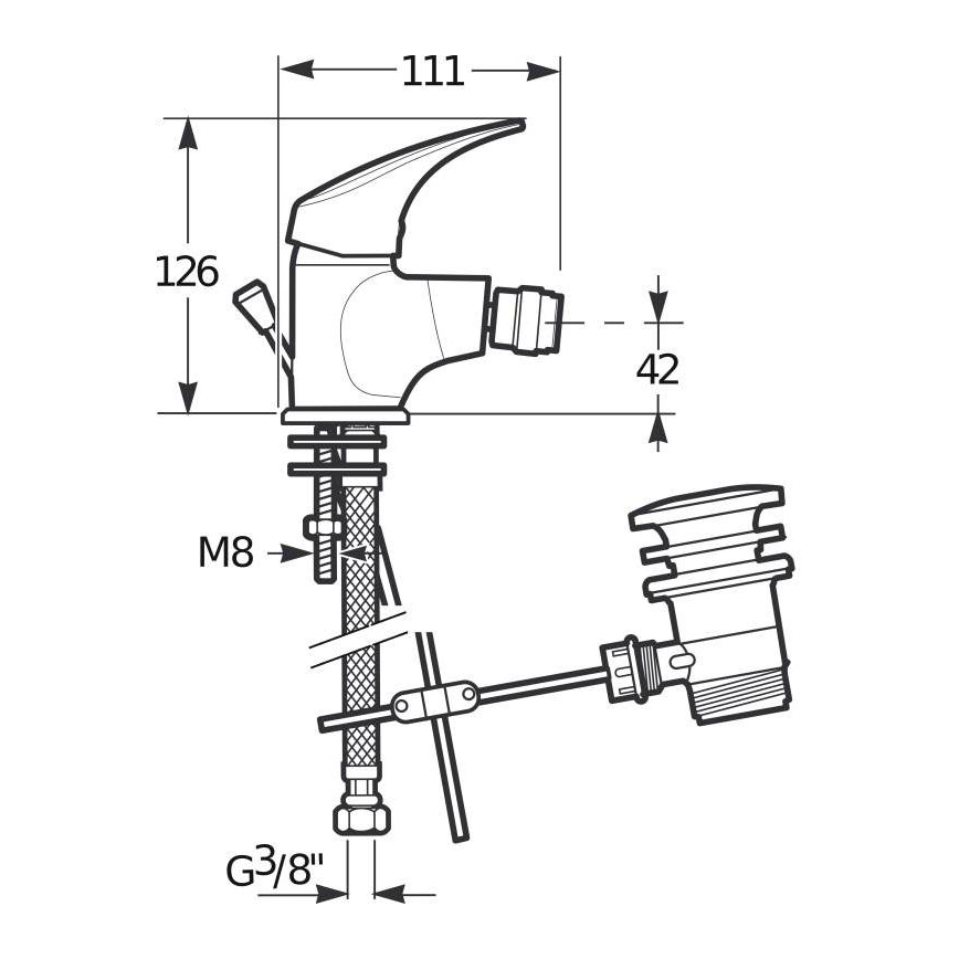 JIKA H3411N10041111 - Grifo para bidé con desagüe sin rebosadero TALAS 12,6 cm cromo brillante