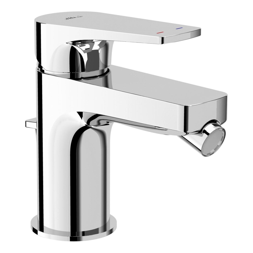 JIKA H3411X10041111 - Grifo de bidé + desagüe sin rebosadero CUBITO 12,8 cm cromo brillante