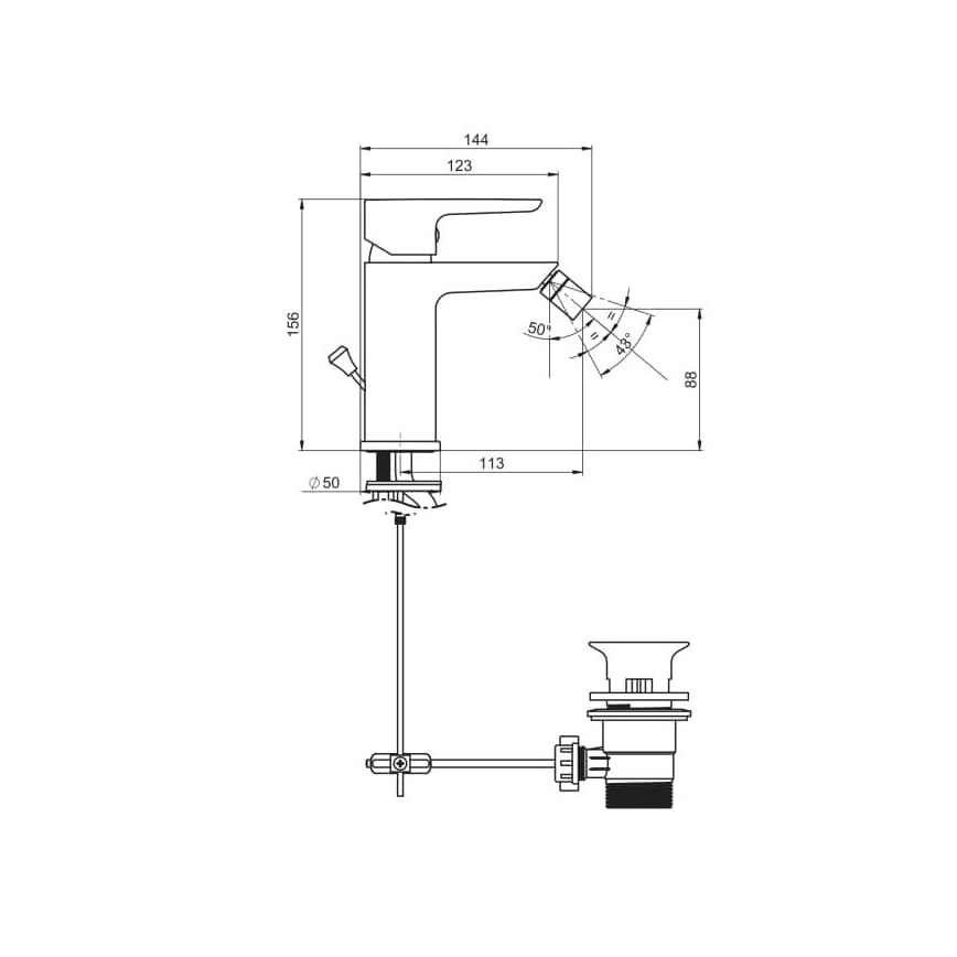 JIKA H3412H10041101 - Grifo para bidé PONTA 15,6 cm cromo brillante
