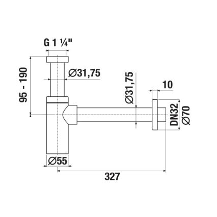 JIKA H3741R00040001 - Sifón de lavabo redondo RIO en cromo brillante