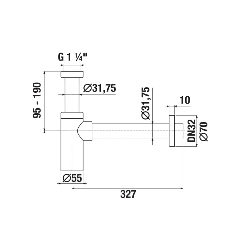 JIKA H3741R00040001 - Sifón de lavabo redondo RIO en cromo brillante