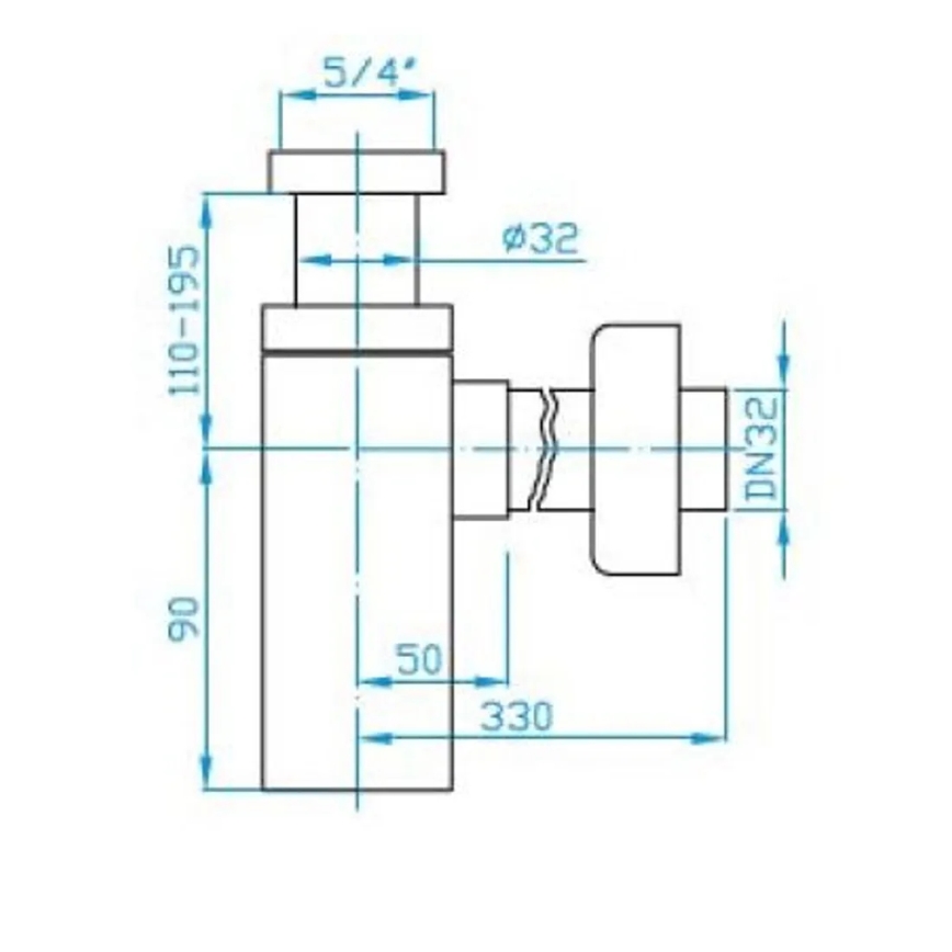 JIKA H3747300040001 - Sifón angular para fregadero CUBITO cromo brillante
