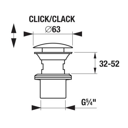 JIKA H3917100040001 - Válvula de desagüe CLICK-CLACK para lavabo, diámetro 6,3 cm, cromo brillante