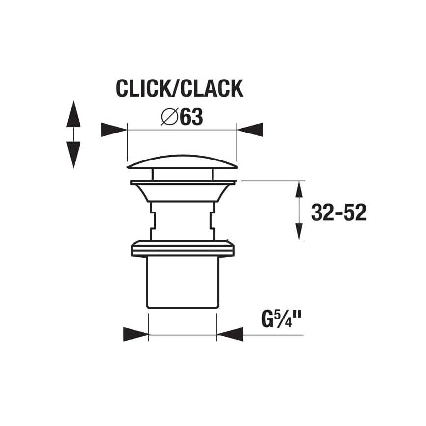 JIKA H3917100040001 - Válvula de desagüe CLICK-CLACK para lavabo, diámetro 6,3 cm, cromo brillante