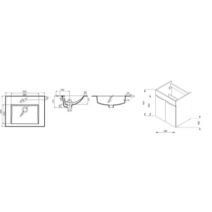 JIKA H4536121765141 - Mueble de baño con lavabo CUBE 60,7x55 cm fresno
