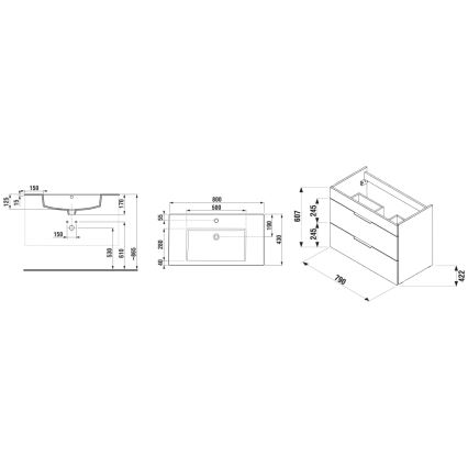 JIKA H4537621763001 - Mueble de baño con lavabo CUBE de 80 cm blanco