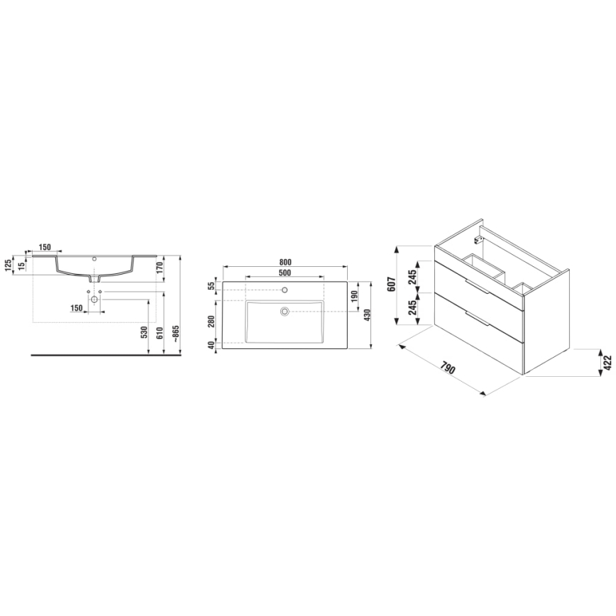JIKA H4537621763001 - Mueble de baño con lavabo CUBE de 80 cm blanco