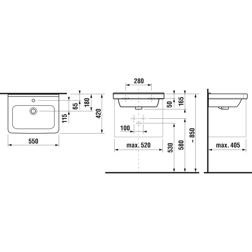 JIKA H8104220001041 - Lavabo suspendido CUBITO 55x42 cm cerámica/blanco