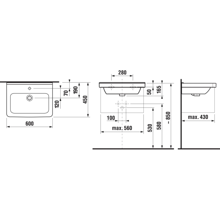 JIKA H8104230001041 - Lavabo suspendido CUBITO 60x45 cm cerámica/blanco