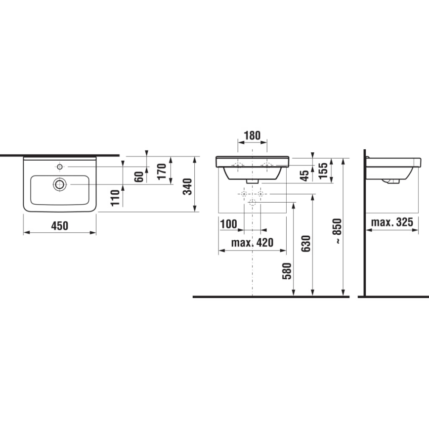 JIKA H8114220001041 - Lavabo suspendido CUBITO 45x34 cm cerámica/blanco