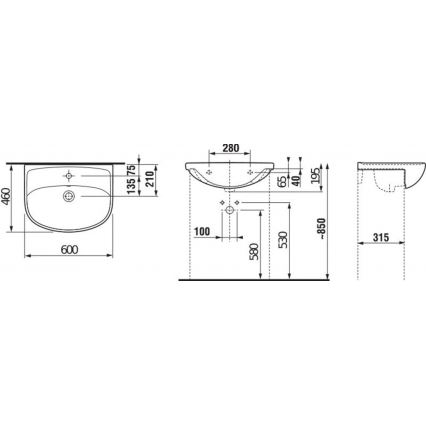 JIKA H8133830001041 - Lavabo empotrado LYRA 60x46 cm cerámica/blanco
