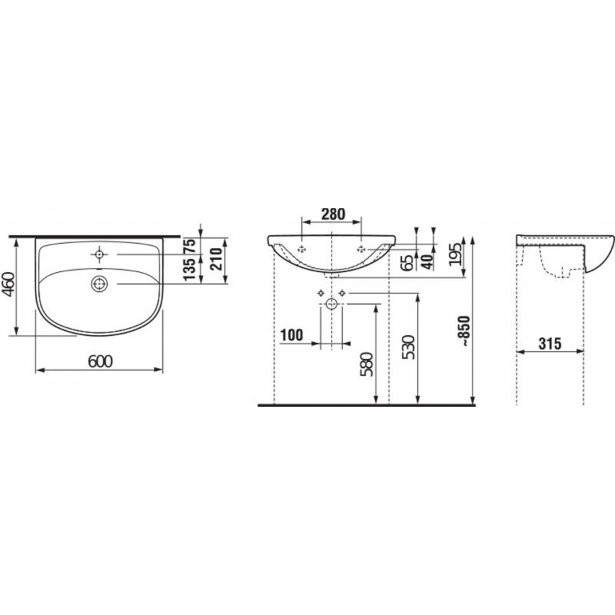 JIKA H8133830001041 - Lavabo empotrado LYRA 60x46 cm cerámica/blanco
