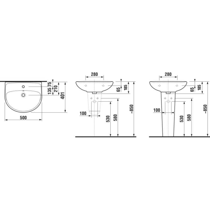 JIKA H8143810001041 - Lavabo suspendido LYRA 50x40,1 cm cerámica/blanco