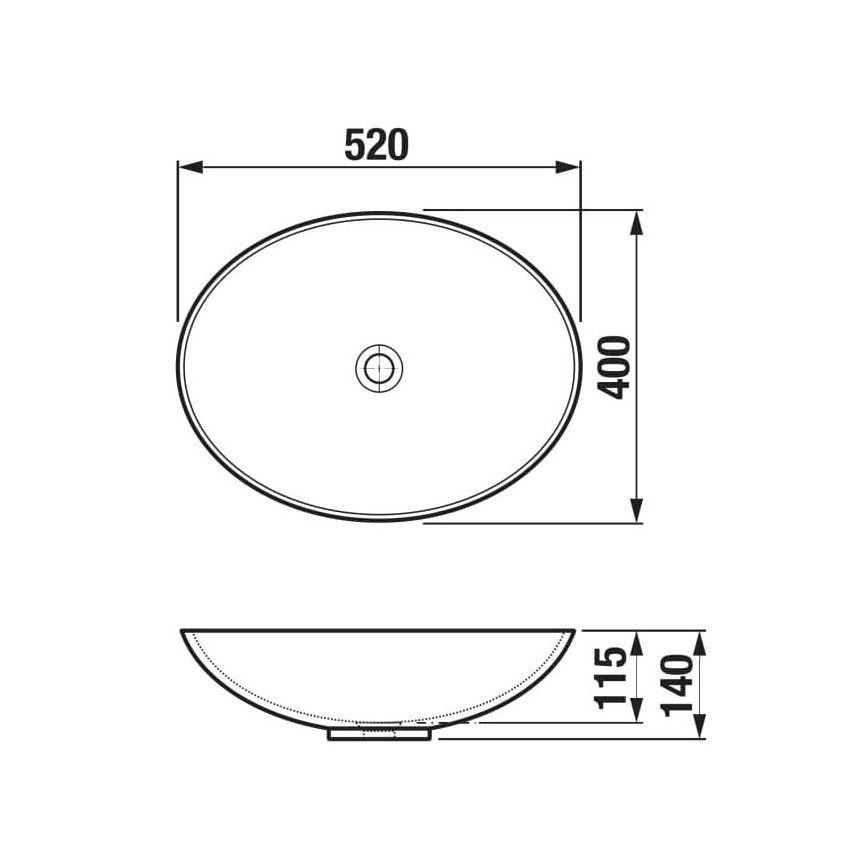 JIKA H8183640001121 - Lavabo sobre encimera ASTRA 52x40 cm cerámica/blanco