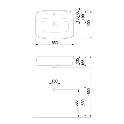 JIKA H8183820001041 - Lavabo sobre encimera LYRA 55x40 cm cerámica/blanco