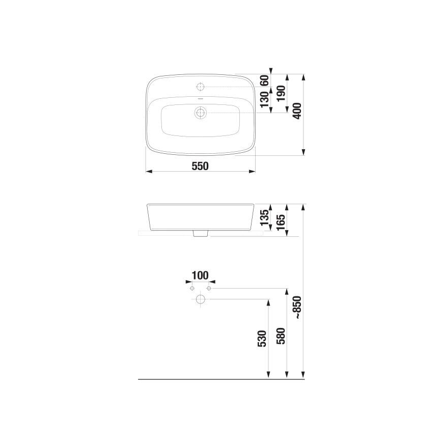 JIKA H8183827571041 - Lavabo sobre encimera LYRA 55x40 cm cerámica/blanco mate