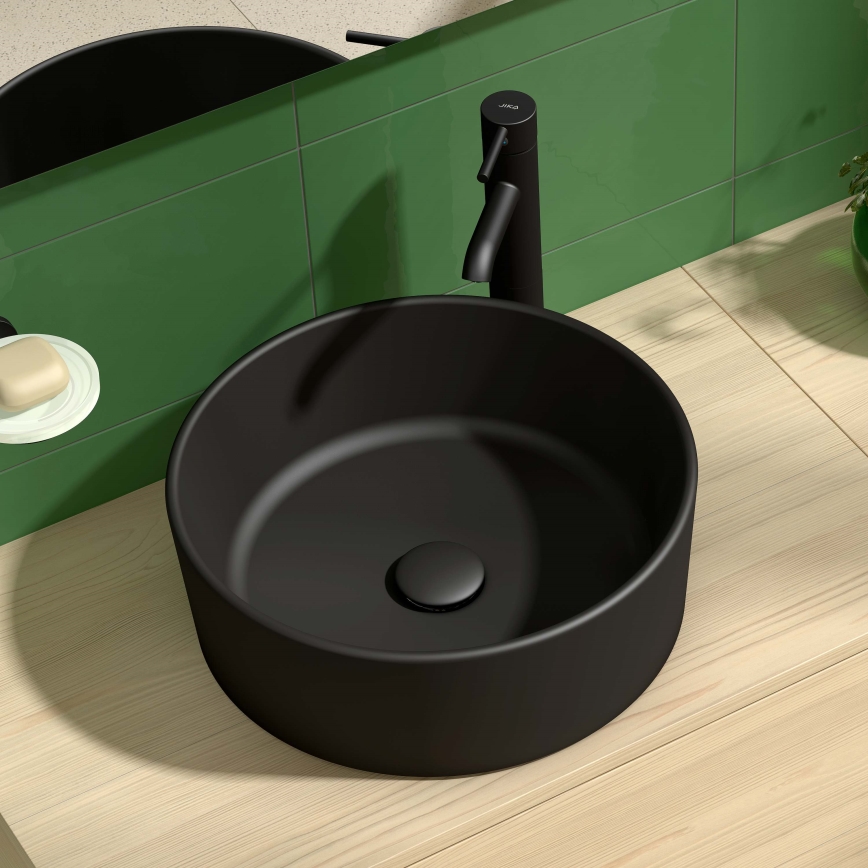 JIKA H8184207161121 - Lavabo sobre encimera CUBITO diá. 40 cm cerámica/negro mate
